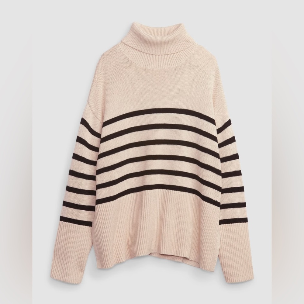 NWT Gap split hem turtleneck striped sweater